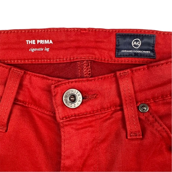 AG Adriano Goldschmied The Prima Cigarette Leg Pant Red Amaryllis Size 25R - Picture 9 of 13